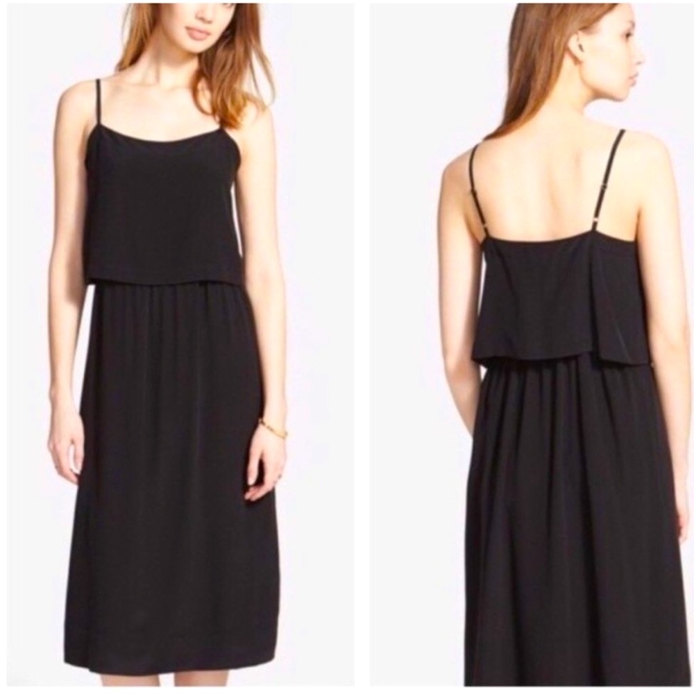 Madewell Black Silk Spaghetti Tank Midi Dress Size 2